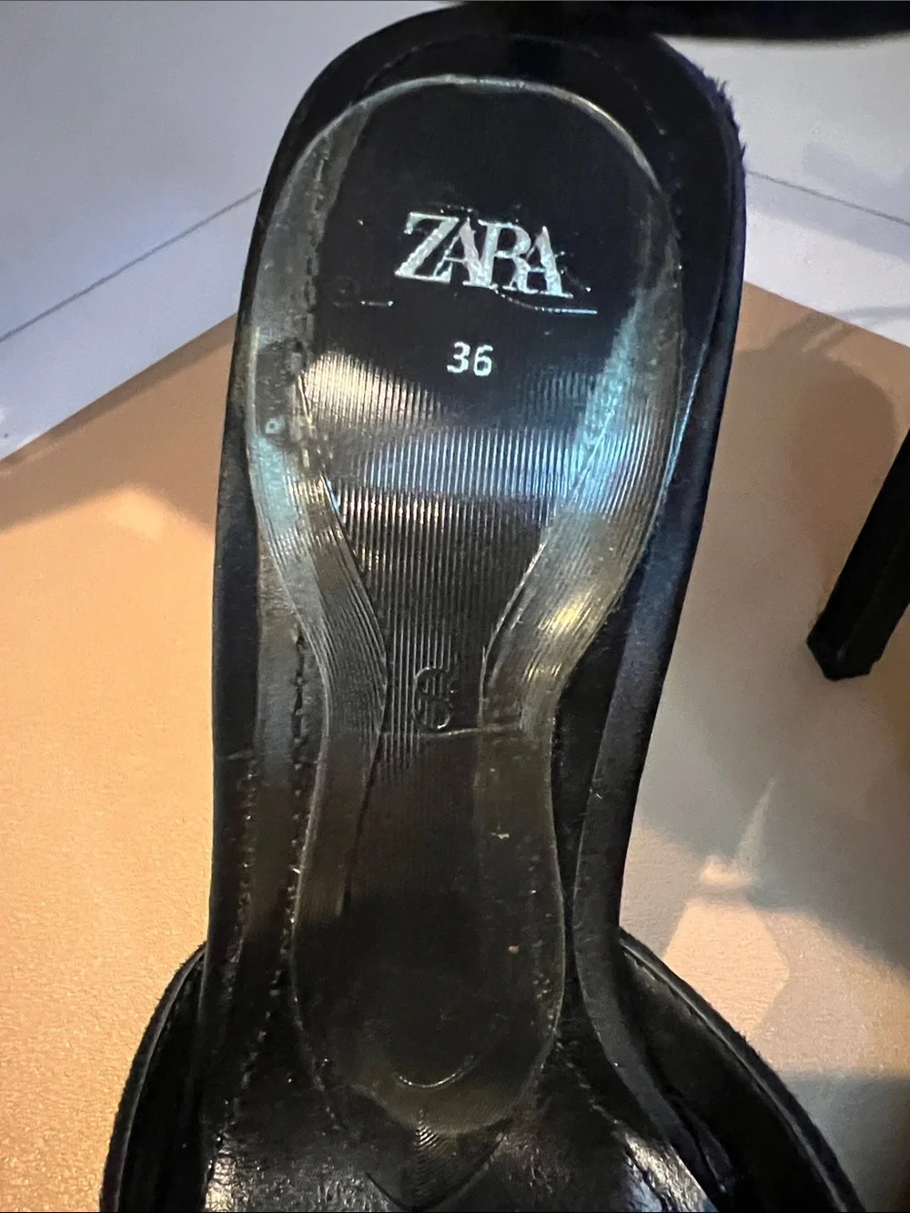 ZARA Black & Silver Crystal Pointed Ankle-Strap Heels